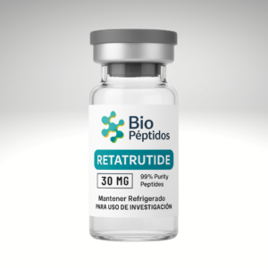 Retatrutide 30 mg en polvo liofilizado, ideal para dosis progresivas de 2–6 mg/semana.